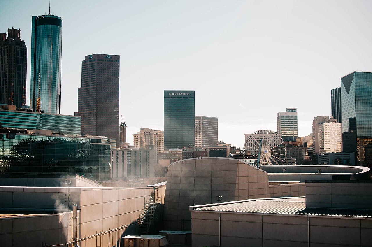 Atlanta skyline above the city streets